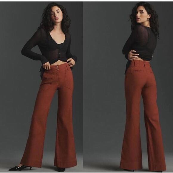 Maeve Denim - Maeve the NAOMI Size 16 Rust Brown Tan Wide Leg